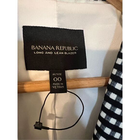 Banana Republic Women’s Size 00 One Button Blazer Black White Gingham Plaid NWOT - Picture 9 of 13